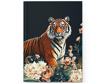 Floral Tiger Hardcover Journal: Lined Writing Notebook