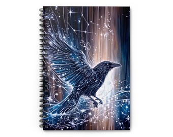 Raven spiral notebook - Stardust Feathers - Dark Fantasy Writing Diary
