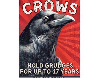Quirky Crow Proprageda Poster: Vintage-Stil Wandkunst für Wohnkultur, lustiger vertikaler Mattdruck