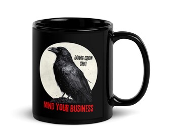 Witchy Raven Tasse: Gothic Mond Kaffeetasse - Gruseliges Halloween Geschenk für sarkastische Freunde