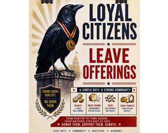 Propaganda-Poster mit Krähenmotiv, Vintage-Vogelhumor-Druck, Wandbild für treue Bürger