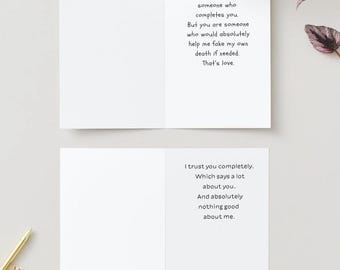 Dark Humor Love Cards, Ride-or-Die Valentine Notes (Digital Download)