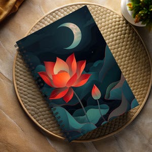 Lotus at Night Spiral Notebook – Elegant Floral Journal for Mindfulness ...