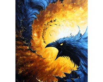 Fiery Crow – Abstract Art Metal Sign  (Made in USA)