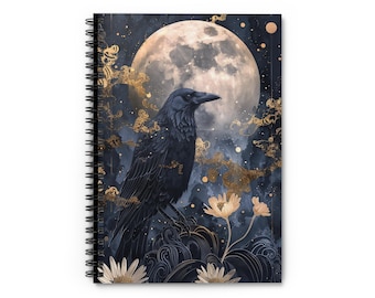 Raven & Moon Spiral Notebook: Gothic Stationery Gift