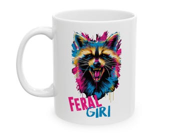 Wilde Mädchen Waschbär Kaffeetasse: Wildlife Thema Teebecher