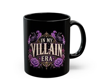 In My Villain Era Purple Rose Mug | Black Ceramic Coffee Cup