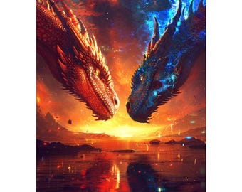 Fire & Ice Dragons – Epic Fantasy Metal Sign (Made in USA)
