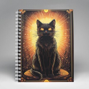 Cahier à spirales avec impression de cartes de tarot de chat - Cadeau pour amoureux des chats sorcières