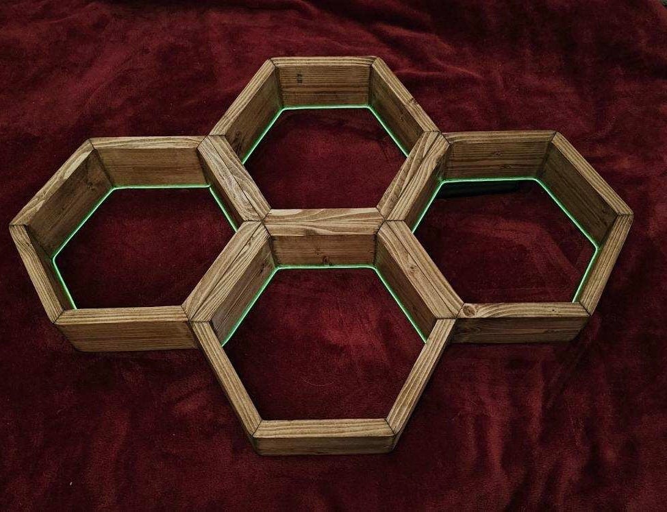 Painted Wooden Floating Honeycomb // Hexagon Natural Wood Shelves With ...