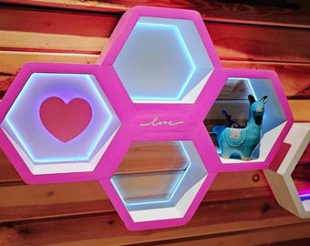 VALENTINES DAY GIFT! Beautiful Handcrafted Hexagon Floating Shelves Valentines Day Edition!! Perfect Gift Made From Real Wood