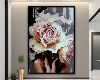 Flower woman modern wall art, woman with flower head canvas painting, abstract woman canvas print, abstract flower woman wall art