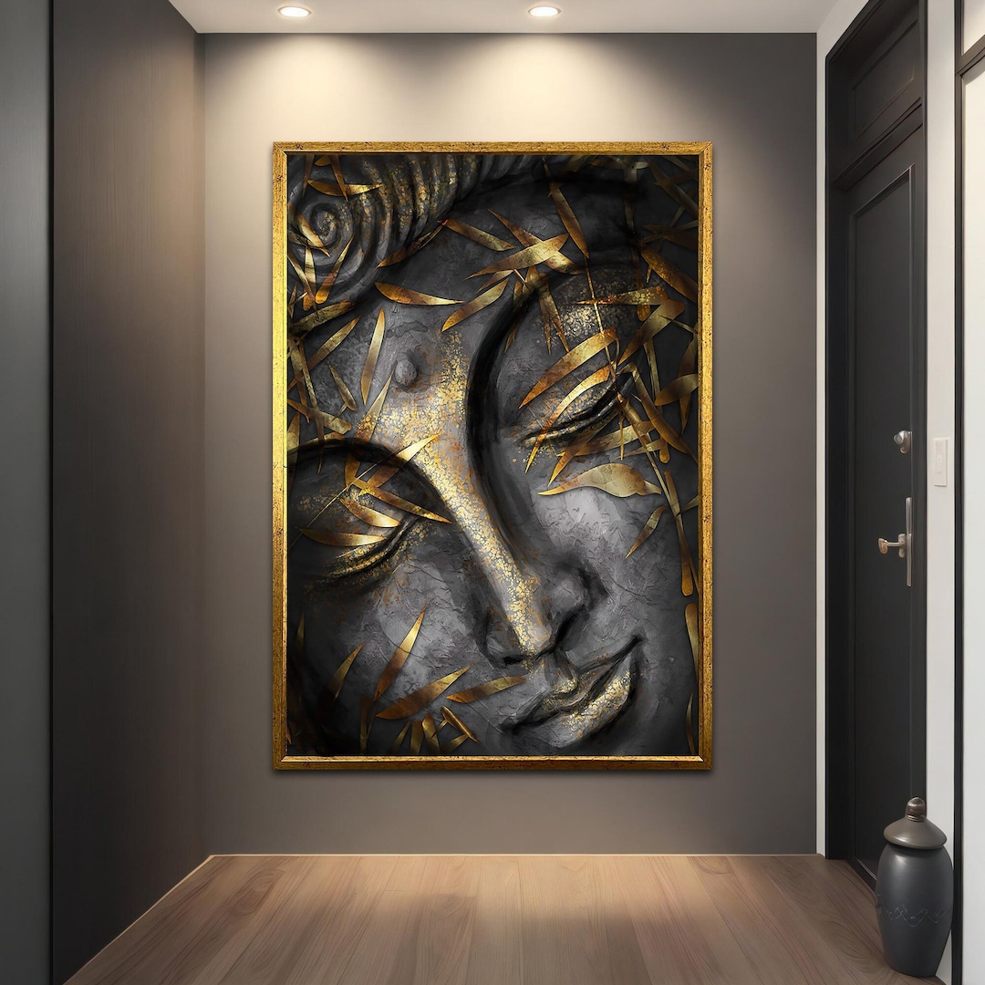 Gold Buddha Canvas Wall Art, Buddha Print Canvas, Buddha Wall Art