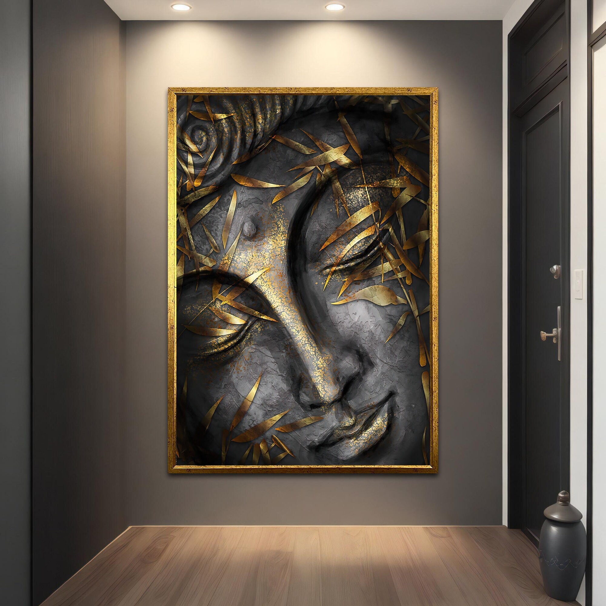 Gold Buddha Canvas Wall Art, Buddha Print Canvas, Buddha Wall Art ...