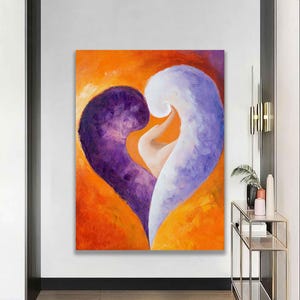 Heart canvas, Romantic canvas wall art , lovers canvas print, couple abstract art, romantic couple abstract painting,