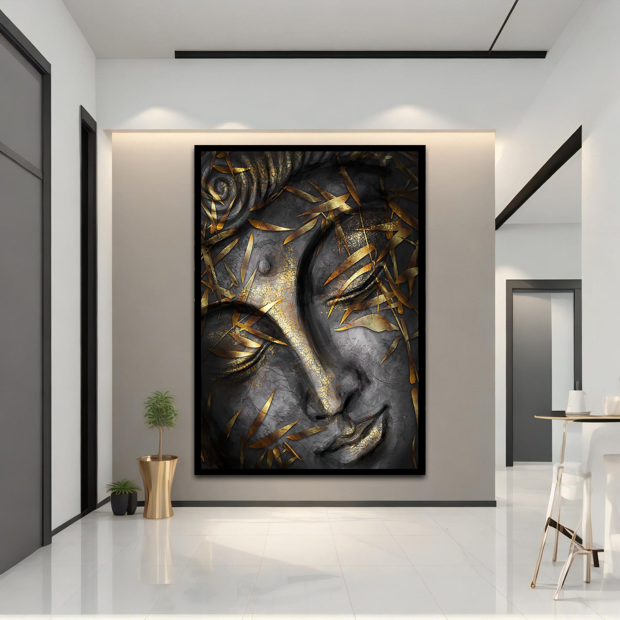 Gold Buddha Canvas Wall Art, Buddha Print Canvas, Buddha Wall Art ...