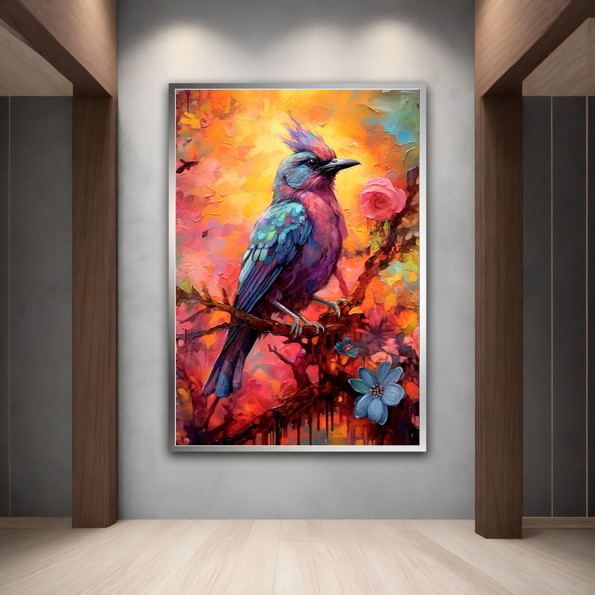 Colorful Bird Canvas Wall Art, Goldfinch Canvas Wall Art, Sparrow Canvas Wall Art, Animal Canvas