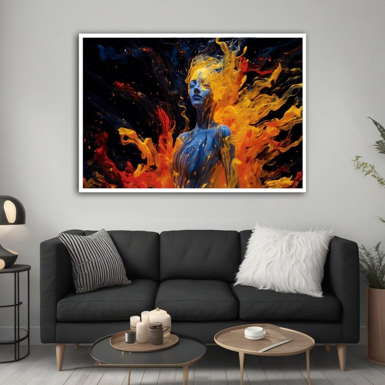 Abstract Colorful Woman Wall Art, Colorful Modern Woman Canvas Print