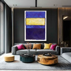 Navy Blue Yellow Abstract Painting, Abstract Wall Art, Modern Abstract Canvas, Minimalist Wall Art, Colorful Abstract Printing, Decor Canvas