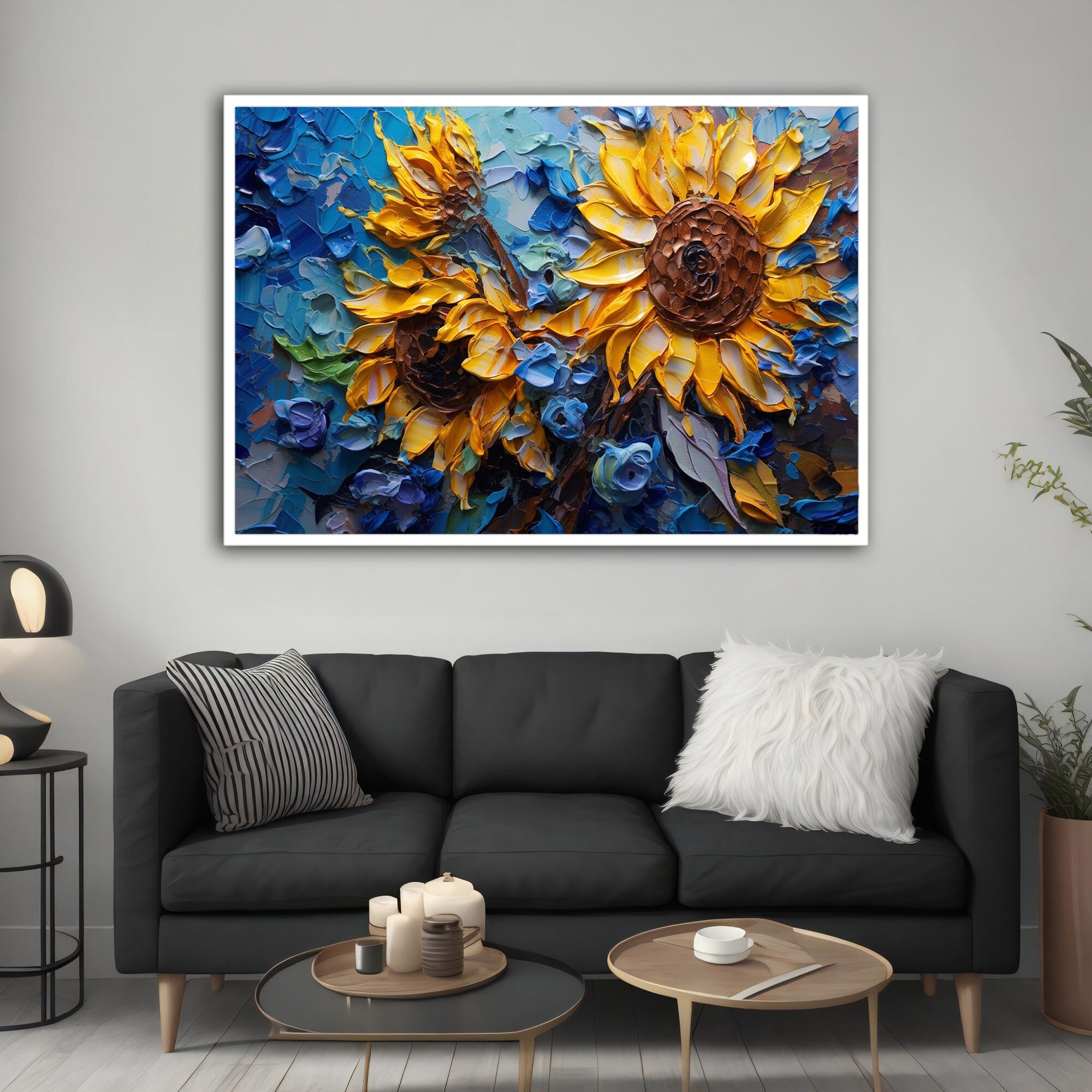 Sunflower Modern Canvas, Sunflower Wall Art, Sunflower Canvas Wall Art ...