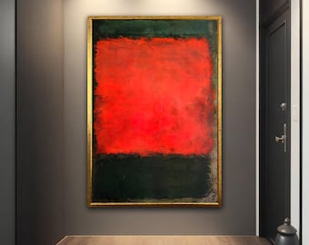 マーク・ロスコの緑とオレンジのキャンバス壁アート、マーク・ロスコの作品、現代の壁アート、抽象芸術、緑とオレンジの抽象画、