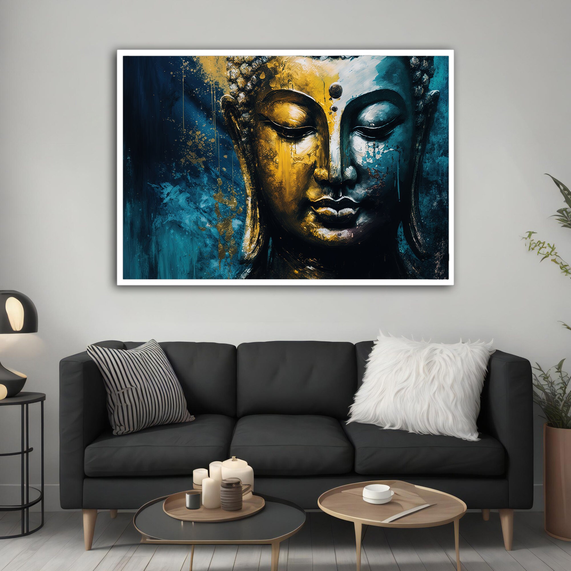 Gold Buddha Canvas Wall Art, Buddha Print Canvas, Buddha Wall Art