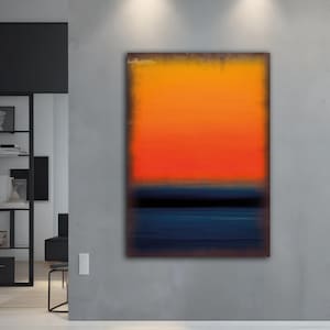 Mark orange and blue canvas wall art , mark rothko production , modern wall art , abstract art , orange and blue abstract painting,