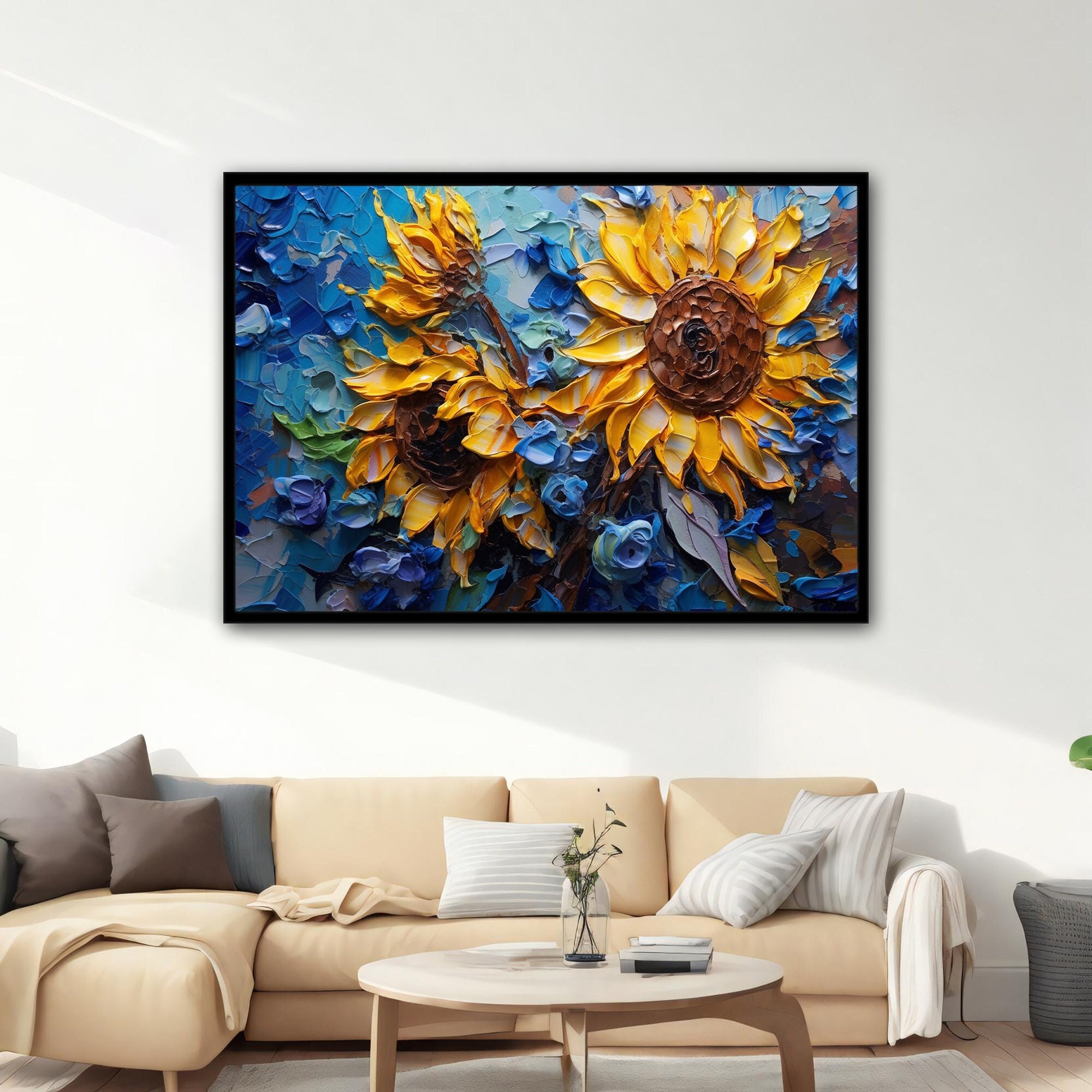 Sunflower Modern Canvas, Sunflower Wall Art, Sunflower Canvas Wall Art ...