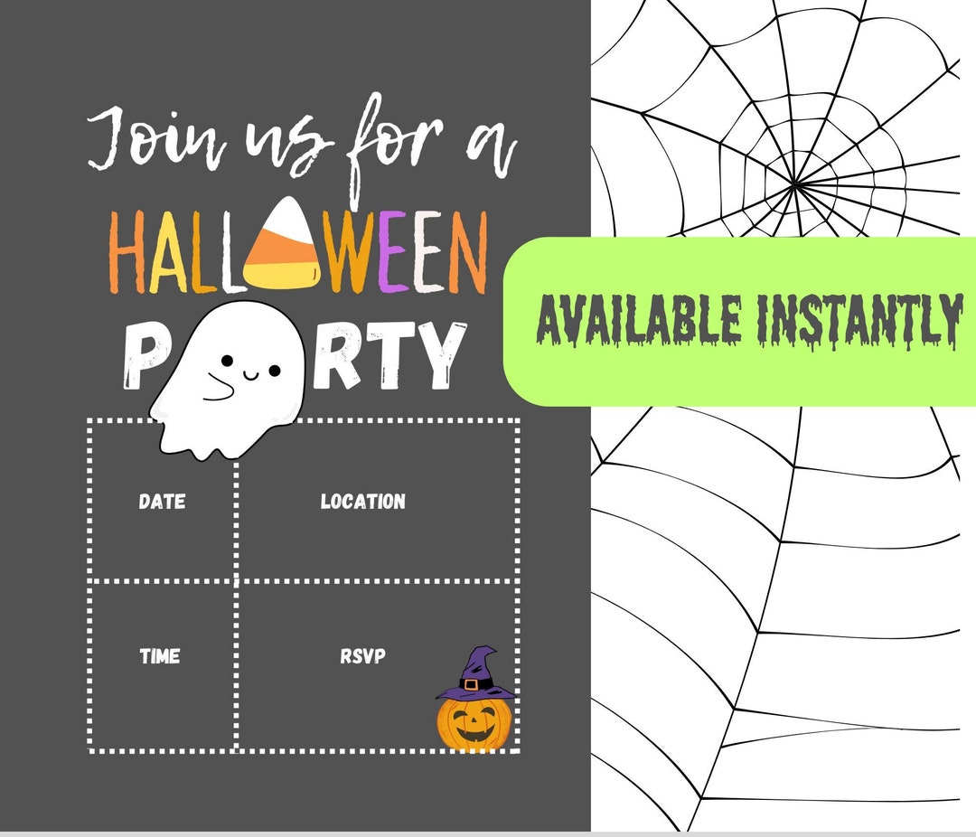 Kids Cute Halloween Party Invitation Teacher Digital Invite Etsy