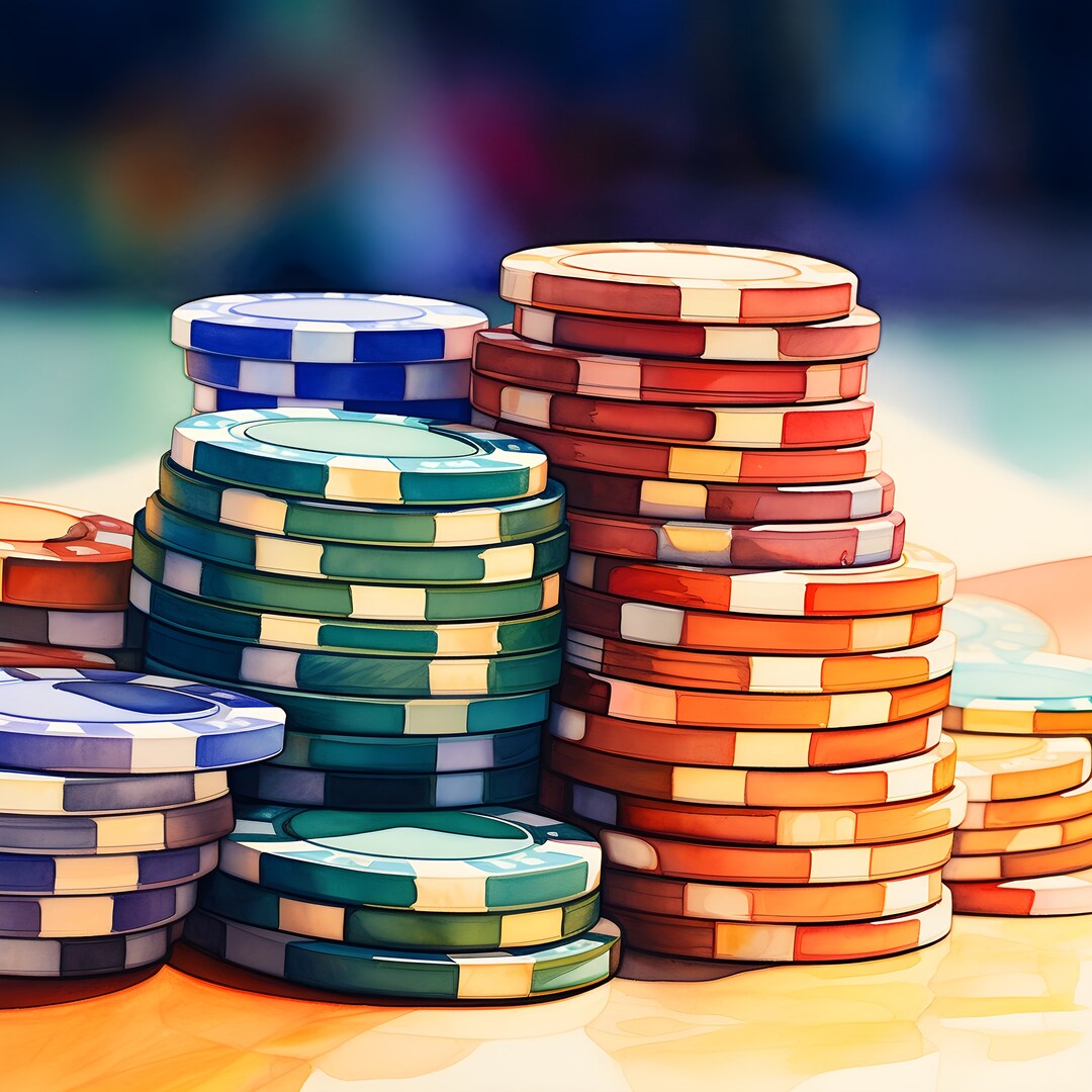 Classic Poker Chips, Watercolor Etsy