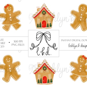 Watercolor Gingerbread Clip Art Bundle | Instant Download | Digital Clipart | Gingerbread House Party | Christmas  Party | Lochlyn B Designs