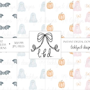 Digitales Aquarell Halloween Papier Set | Sofortdownload | Digitales Papier | Kürbisse | Gespenster | Herbst