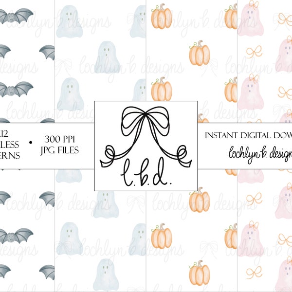 Watercolor Halloween Digital Paper Bundle | Instant Download | Digital Paper Pack | Pumpkins | Ghosts | Fall