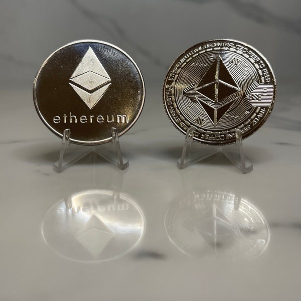 ETHEREUM Physical Coin | Collectible Cryptocurrency Money | ETH Souvenir | Silver Commemorative Coin | Crypto Gifts