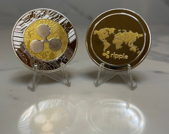 XRP Physical Coin | Collectible Cryptocurrency Money | RIPPLE Souvenir | Gold & Silver Commemorative Coin | Crypto Gifts