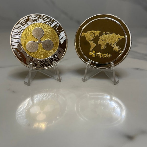 XRP Physical Coin | Collectible Cryptocurrency Money | RIPPLE Souvenir | Gold & Silver Commemorative Coin | Crypto Gifts