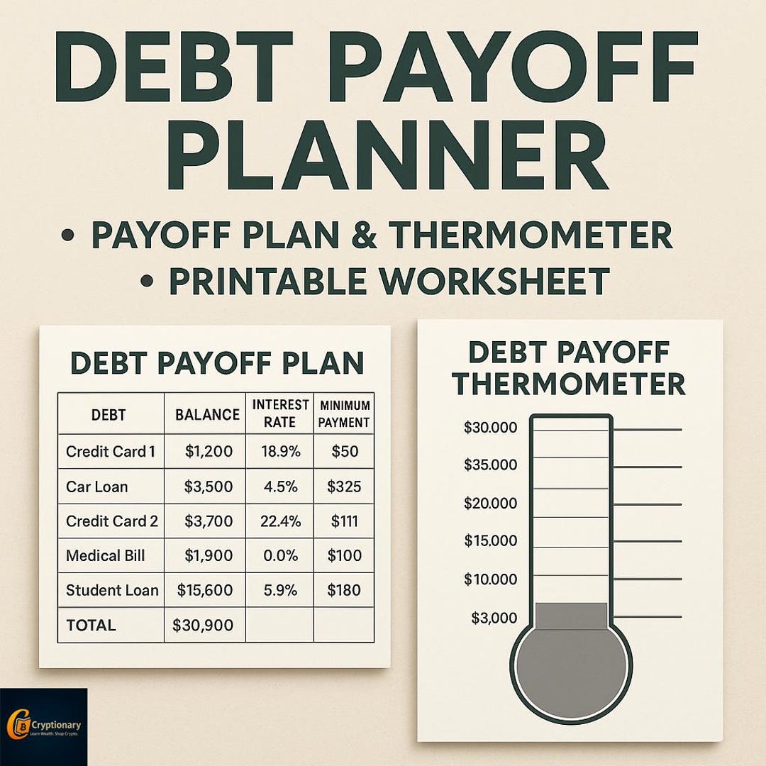 Debt Repayment Planner & Thermometer Tracker: Financial Freedom ...