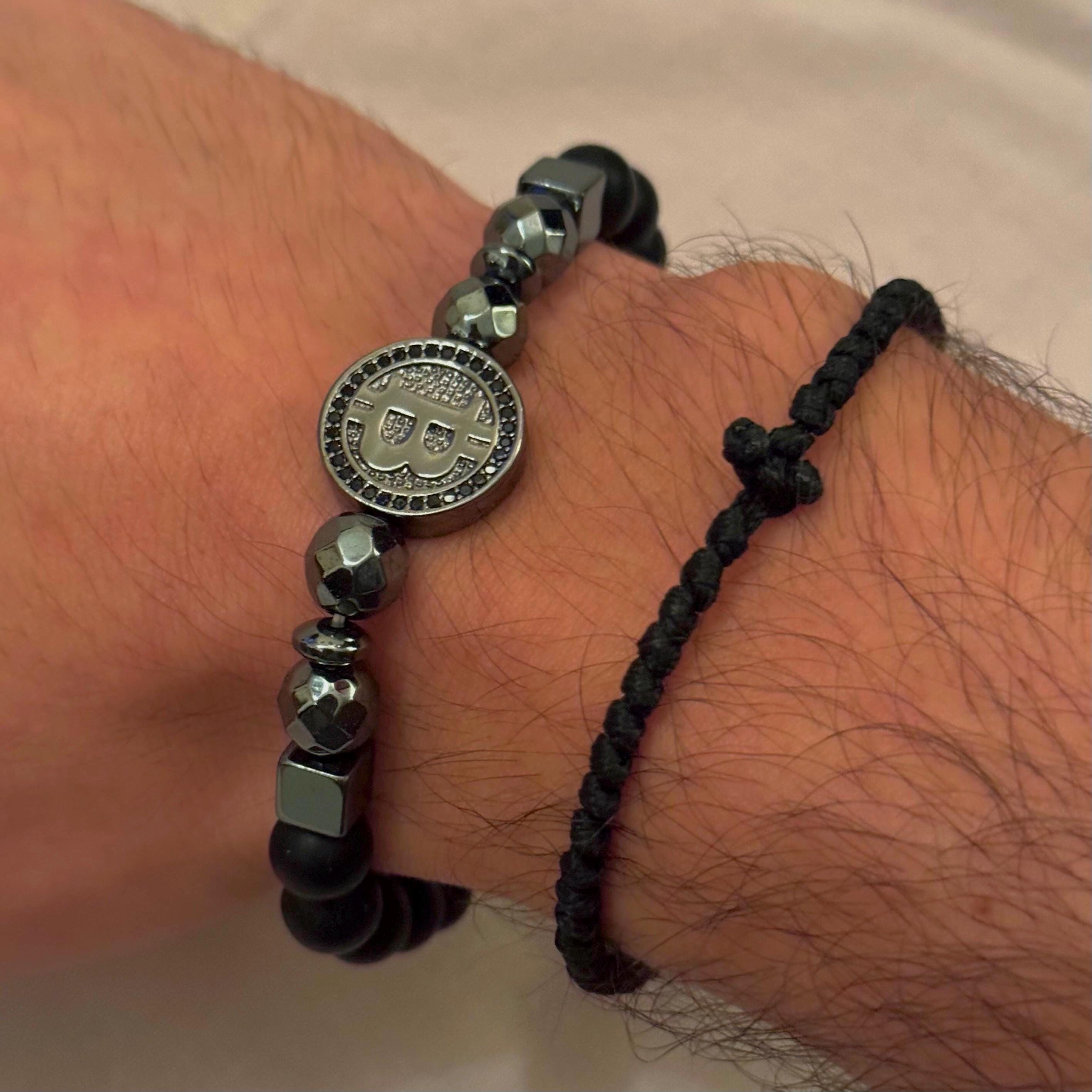 ビットコインブレスレット ダブルブラック | ビットコインと暗号通貨ジュエリー | 高級暗号通貨ギフト - Etsy 日本