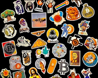50 Piece Cryptocurrency & Bitcoin Stickers | Crypto Accessories | Meme Decoration | Crypto Gifts