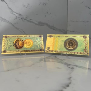 1 BITCOIN Nota de Banco Física | Criptomoeda Banhada a Ouro | BTC e Dinheiro Cripto | Colecionável Comemorativo | Presentes Cripto