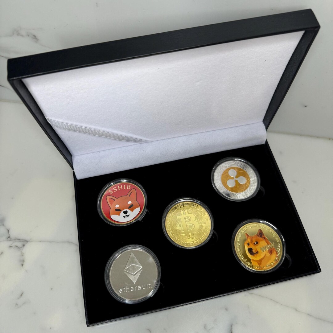 Moskov Display Coin 5 Piece Display for Cryptocurrency Coins | Commemorative Black Stand ...