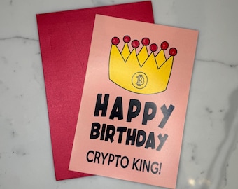 Krypto-König Geburtstagskarte | Lustige Bitcoin Grußkarte | Geschenk für Kettenanhänger | Digitaler Geldliebhaber