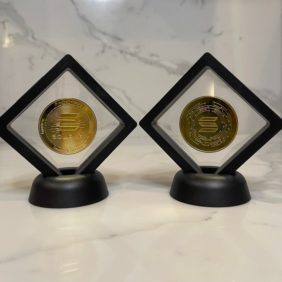 Solana Cryptocurrency Coins SOL Coin Physical Commemorative Coin - 2 Pcs  Solana Cryptocurrency Replica Gold Plated Cryptocurrency Collectible