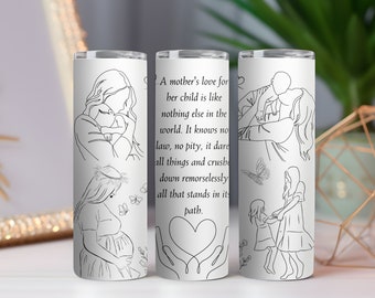 20oz Skinny Tumbler, Mother&#39;s Love, Mother&#39;s Day Gift, Lined Art 20oz double wall stainless steel tumbler