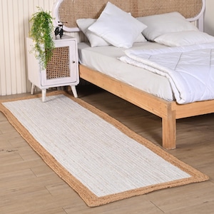 Handwoven Jute Runner Rug: Bohemian Natural Fiber Rug, Custom Size