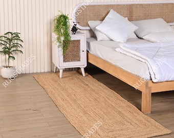 Handwoven Jute Runner Rug: Natural Fiber Boho Decor