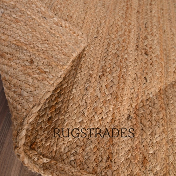 Natural Jute Rug Jute Braided Rug Bohemian Jute Rug Rectangular Jute Rug, Boho Decor Rug, Jute Area Rug, Square Jute rug Custom Size Rug