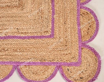 Juteteppich, Teppich mit ausgebogter Jute, Boho-Jakobsteppich, Teppich, Natürlicher Juteteppich, Juteteppich Rechteckig
