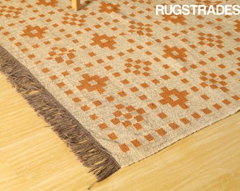 Vintage Kelim-Teppich aus Wolle und Jute – Handgewebter Teppich im Südwest-Stil, individuelle Größe, traditioneller Flachgewebe-Kelim-Teppich für die Heimdekoration, schwarzer Jute-Teppich