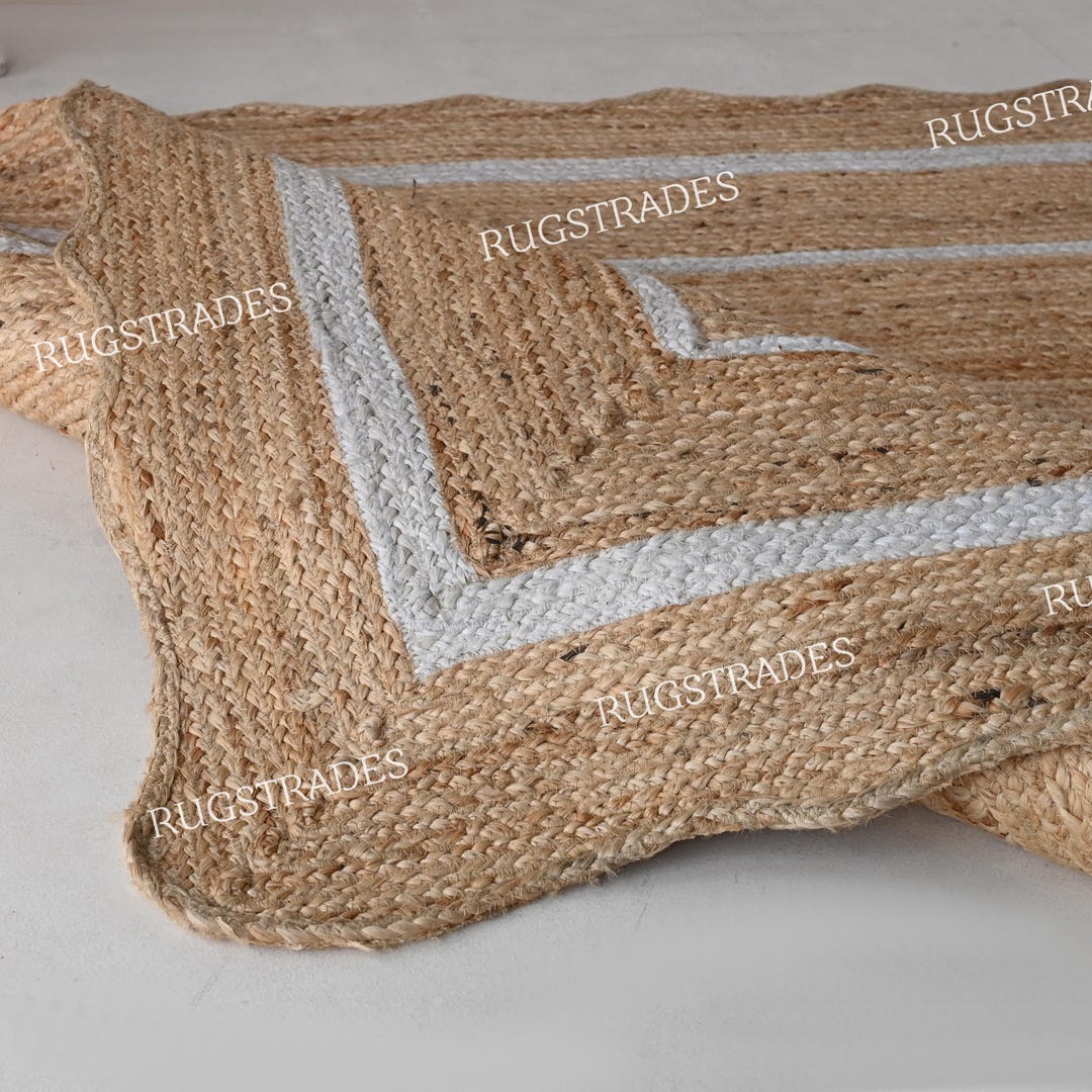 Jute Rug- Scalloped Rug, Jute Scalloped Rug, Bohemian Scallop Rug ...